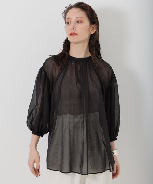 BABYLONE（バビロン）の「シャイニーボイル2WAYブラウス（トップス・レディース・ブラック19/ライトベージュ56/モカ59・FREE）」の17枚目の写真