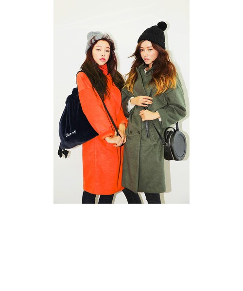 STYLENANDA(スタイルナンダ)の「オーバーサイズダブルチェスターコート(ジャケット/アウター・レディース・ネイビー/カーキ/ベージュ/オレンジ/ピンク/レッド/ブラック/チャコール・フリーサイズ)」の17枚目の写真