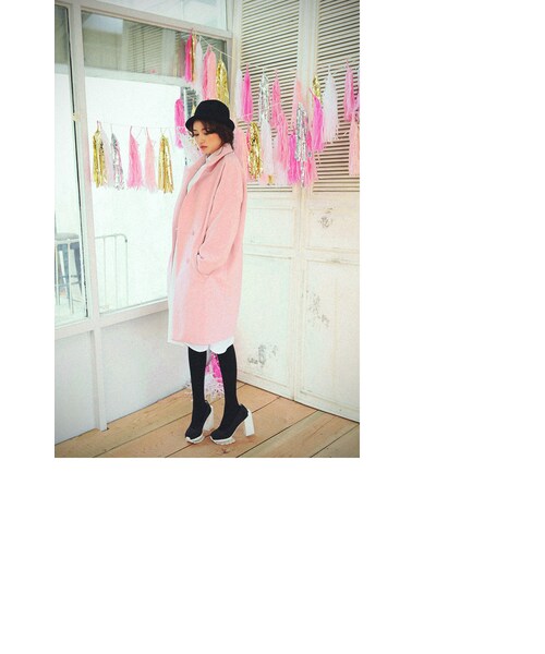 STYLENANDA(スタイルナンダ)の「オーバーサイズダブルチェスターコート(ジャケット/アウター・レディース・ネイビー/カーキ/ベージュ/オレンジ/ピンク/レッド/ブラック/チャコール・フリーサイズ)」の11枚目の写真