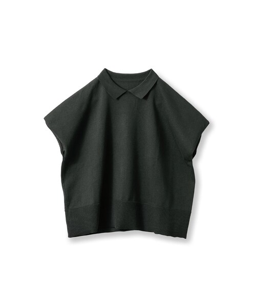 avecmoi(アヴェクモワ)の「アヴェクモワ ポロ衿ニットトップス〈黒〉(レディースファッション > トップス > その他トップス・レディース・ブラック・(身幅61/総丈56cm)/(身幅64/総丈56cm)/(身幅58/総丈56cm)/(身幅55/総丈56cm))」の1枚目の写真