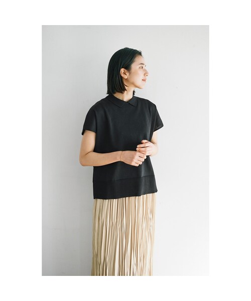 avecmoi(アヴェクモワ)の「アヴェクモワ ポロ衿ニットトップス〈黒〉(レディースファッション > トップス > その他トップス・レディース・ブラック・(身幅61/総丈56cm)/(身幅64/総丈56cm)/(身幅58/総丈56cm)/(身幅55/総丈56cm))」の7枚目の写真