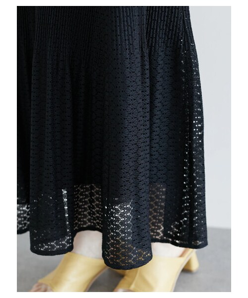 Green　Parks（グリーンパークス）の「・SUGAR SPOON レースプリーツスカート（スカート・アイボリー/ブラック/ライムグリーン・F）」の5枚目の写真