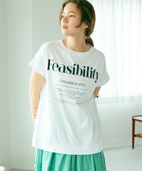 PUAL CE CIN（ピュアルセシン）の「シルケットロゴプリント T（Tシャツ/カットソー・レディース・ホワイト/ベージュ/ライトベージュ/ブラック・FREE）」の2枚目の写真