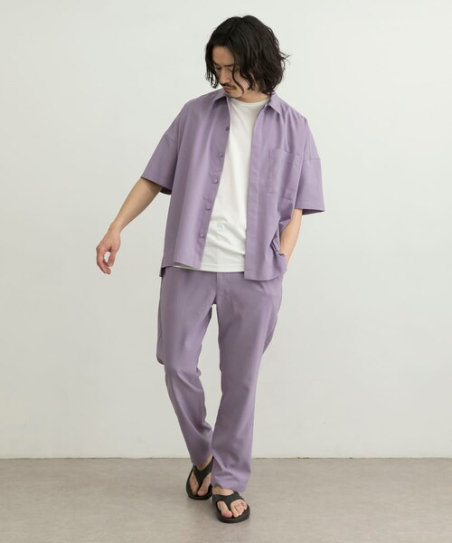 URBAN RESEARCH ID(アーバンリサーチ アイディー)の「URBAN RESEARCH iD 仿亞麻質感短袖襯衫(トップス・メンズ・黑色/薰衣草紫/藍綠色・M/L)」の10枚目の写真