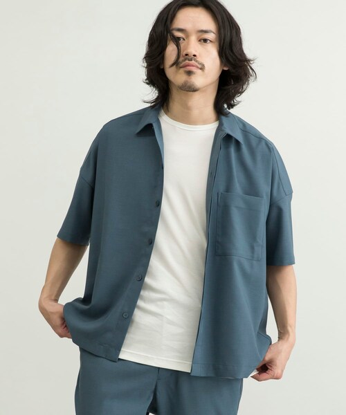 URBAN RESEARCH ID(アーバンリサーチ アイディー)の「URBAN RESEARCH iD 仿亞麻質感短袖襯衫(トップス・メンズ・黑色/薰衣草紫/藍綠色・M/L)」の3枚目の写真