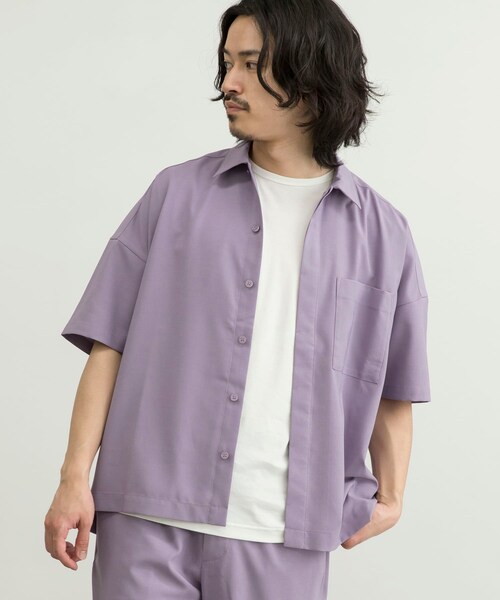 URBAN RESEARCH ID(アーバンリサーチ アイディー)の「URBAN RESEARCH iD 仿亞麻質感短袖襯衫(トップス・メンズ・黑色/薰衣草紫/藍綠色・M/L)」の6枚目の写真
