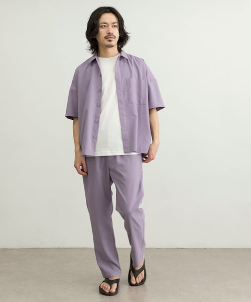 URBAN RESEARCH ID(アーバンリサーチ アイディー)の「URBAN RESEARCH iD 仿亞麻質感短袖襯衫(トップス・メンズ・黑色/薰衣草紫/藍綠色・M/L)」の9枚目の写真