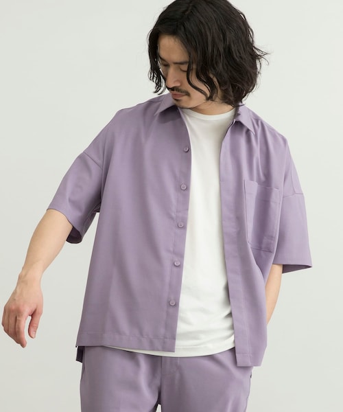 URBAN RESEARCH ID(アーバンリサーチ アイディー)の「URBAN RESEARCH iD 仿亞麻質感短袖襯衫(トップス・メンズ・黑色/薰衣草紫/藍綠色・M/L)」の7枚目の写真