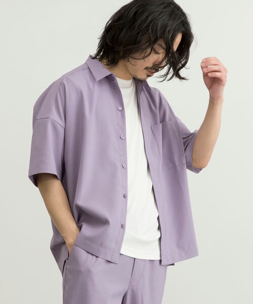 URBAN RESEARCH ID(アーバンリサーチ アイディー)の「URBAN RESEARCH iD 仿亞麻質感短袖襯衫(トップス・メンズ・黑色/薰衣草紫/藍綠色・M/L)」の8枚目の写真