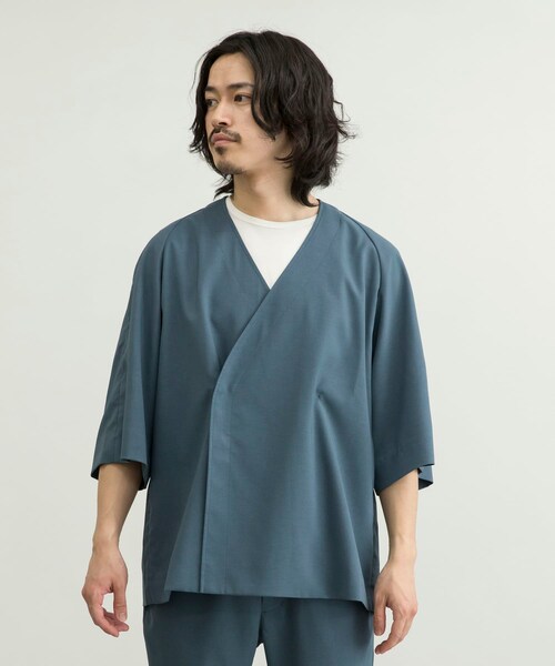 URBAN RESEARCH ID(アーバンリサーチ アイディー)の「URBAN RESEARCH iD 仿亞麻質感作務衣外套(ジャケット/アウター・メンズ・黑色/薰衣草紫/藍綠色・M/L)」の13枚目の写真