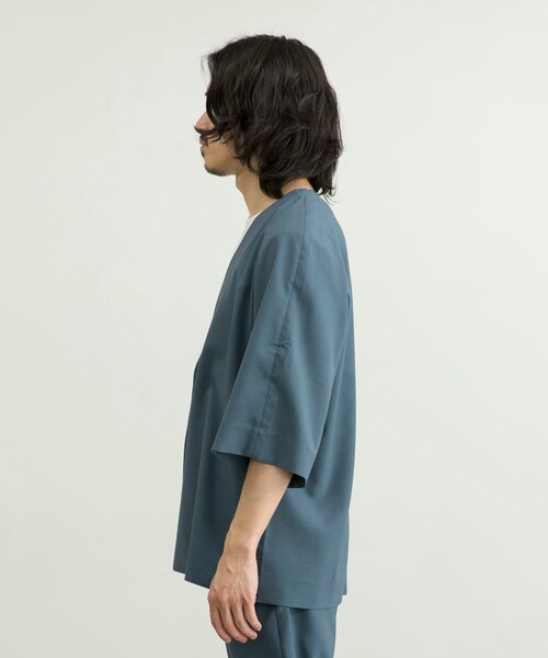 URBAN RESEARCH ID(アーバンリサーチ アイディー)の「URBAN RESEARCH iD 仿亞麻質感作務衣外套(ジャケット/アウター・メンズ・黑色/薰衣草紫/藍綠色・M/L)」の14枚目の写真