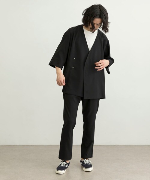 URBAN RESEARCH ID(アーバンリサーチ アイディー)の「URBAN RESEARCH iD 仿亞麻質感作務衣外套(ジャケット/アウター・メンズ・黑色/薰衣草紫/藍綠色・M/L)」の12枚目の写真