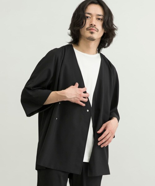 URBAN RESEARCH ID(アーバンリサーチ アイディー)の「URBAN RESEARCH iD 仿亞麻質感作務衣外套(ジャケット/アウター・メンズ・黑色/薰衣草紫/藍綠色・M/L)」の9枚目の写真