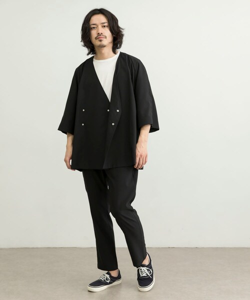 URBAN RESEARCH ID(アーバンリサーチ アイディー)の「URBAN RESEARCH iD 仿亞麻質感作務衣外套(ジャケット/アウター・メンズ・黑色/薰衣草紫/藍綠色・M/L)」の11枚目の写真