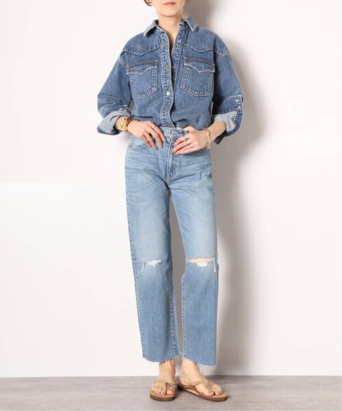 MUSE de Deuxieme classe（ミューズデドゥーズィエムクラス）の「ダメージクロップド デニム（パンツ・ブルー A/(045)/24/在庫なし/25/残り2点/26/残り1点/27/残り3点/28）」の6枚目の写真