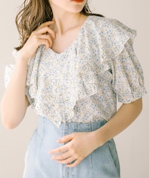 OLIVE des OLIVE | ラッフルケープカラー半袖ブラウス(シャツ/ブラウス)