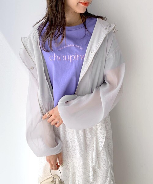 OLIVE des OLIVE（オリーブデオリーブ）の「シアショートマンパ（ブルゾン・レディース・オフホワイト/ライトグレー・FREE）」の2枚目の写真