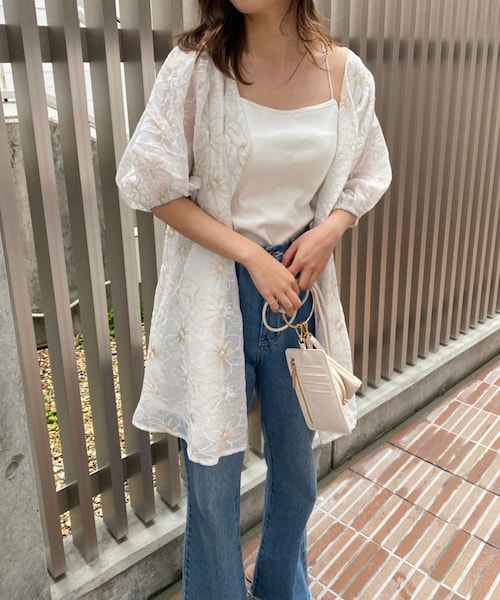 one after another NICE CLAUP(ワンアフターアナザーナイスクラップ)の「シアー刺しゅうマルチブラウス(シャツ/ブラウス・レディース・オフホワイト/ホワイト系その他/ベージュ系その他・0)」の3枚目の写真
