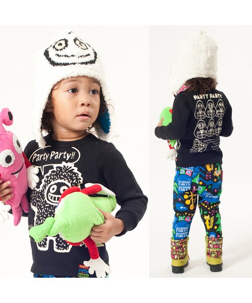 PARTY PARTY（パーティーパーティー）の「YETI 耳当て付ニット帽（帽子・キッズ・チャコール/オフホワイト/ピンク・48-50/52-54）」の11枚目の写真