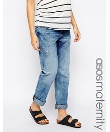 asos | ASOS Maternity True Boyfriend Jeans with Over the Bump Waistband - Mid wash(デニムパンツ)