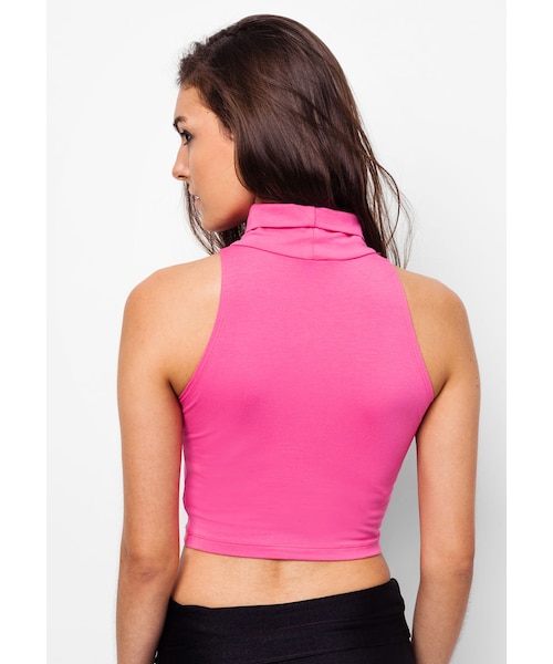 American Apparel(アメリカンアパレル)の「Cotton Spandex Jersey Sleeveless Turtleneck Crop Top(トップス・レディース・BUBBLE GUM・XS/S/M/L)」の3枚目の写真