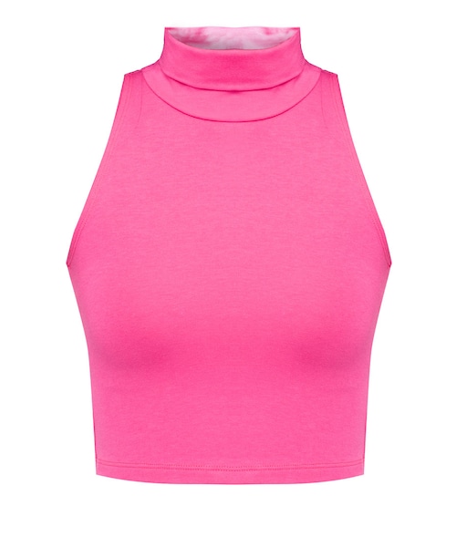 American Apparel(アメリカンアパレル)の「Cotton Spandex Jersey Sleeveless Turtleneck Crop Top(トップス・レディース・BUBBLE GUM・XS/S/M/L)」の6枚目の写真