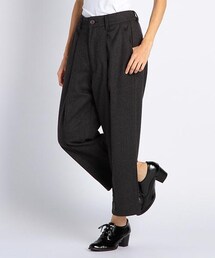 DOUBLE NAME | ワイドクロップド丈パンツ（無地/ストライプ）(パンツ)