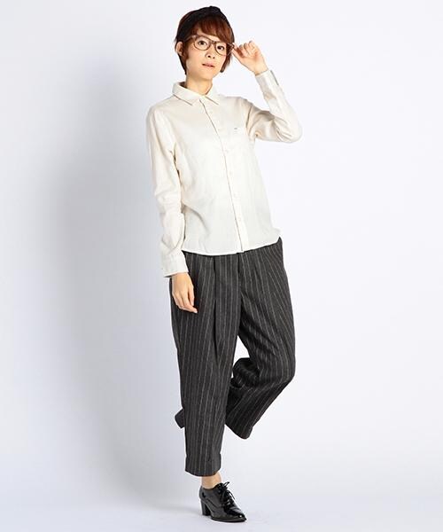 DOUBLE NAME(ダブルネーム)の「ワイドクロップド丈パンツ(無地/ストライプ)(パンツ・レディース・チャコールグレー/柄A/柄B・FREE)」の8枚目の写真