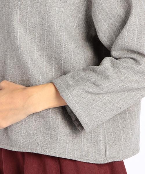 DOUBLE NAME（ダブルネーム）の「ストライプ柄バックジップトップス（トップス・レディース・ネイビー/チャコールグレー/杢グレー・FREE）」の7枚目の写真