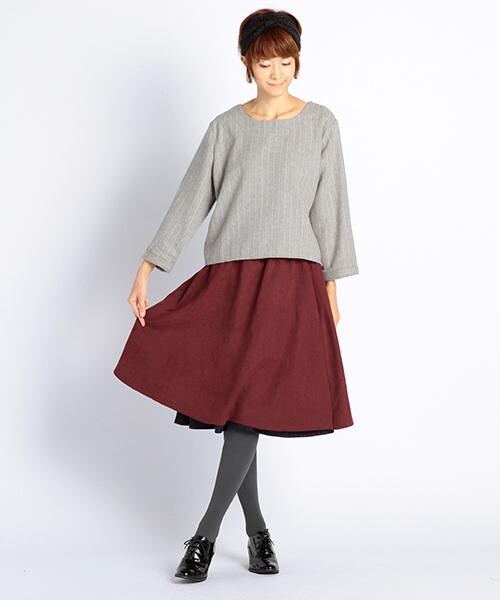 DOUBLE NAME（ダブルネーム）の「ストライプ柄バックジップトップス（トップス・レディース・ネイビー/チャコールグレー/杢グレー・FREE）」の8枚目の写真