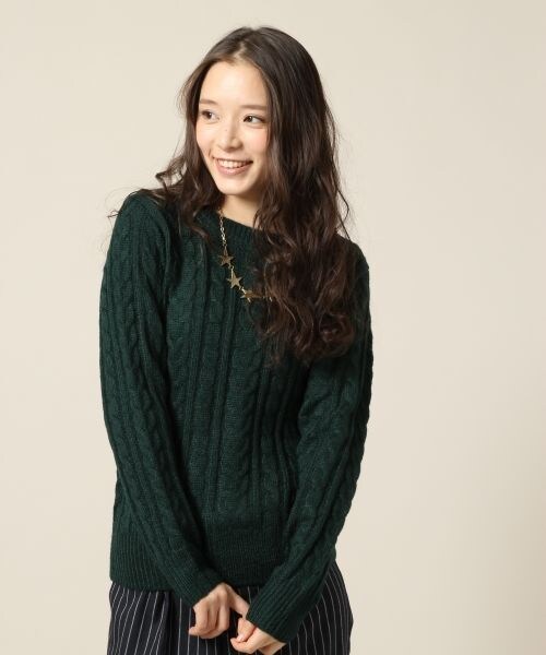 LOWRYS FARM（ローリーズファーム）の「５ゲージACNケーブルプルオーバーロングスリーブ/mikoa（トップス・アイボリー/ブラック/グレー/グリーン・Ｍ/Ｌ）」の4枚目の写真