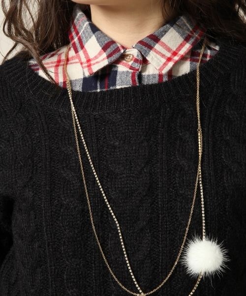 LOWRYS FARM（ローリーズファーム）の「５ゲージACNケーブルプルオーバーロングスリーブ/mikoa（トップス・アイボリー/ブラック/グレー/グリーン・Ｍ/Ｌ）」の7枚目の写真