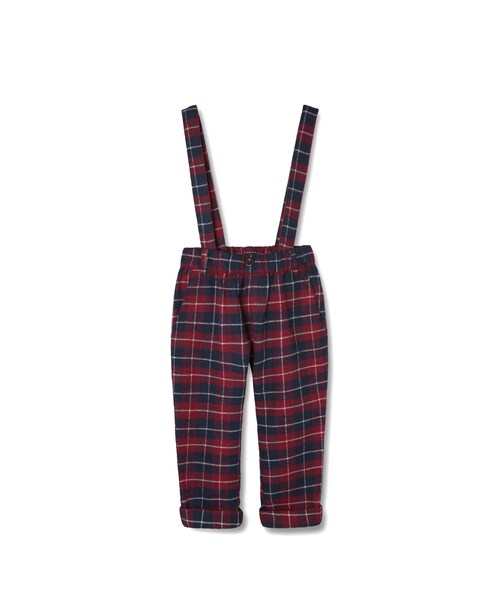 LOVFEE（ラッフィ）の「La petite 純真格紋鬆緊吊帶褲（パンツ・キッズ・黑白格/紅藍格・1-2/3-4/5-6）」の2枚目の写真