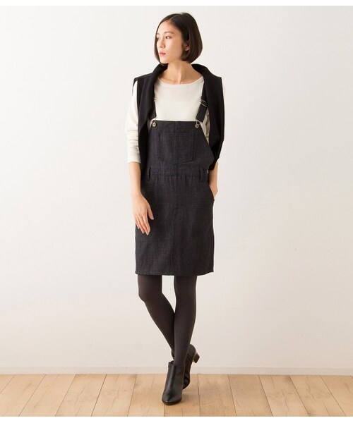 LE JUN（ルジュン）の「デニムサロペットスカート（スカート・レディース・ネイビー・S/M/L）」の2枚目の写真