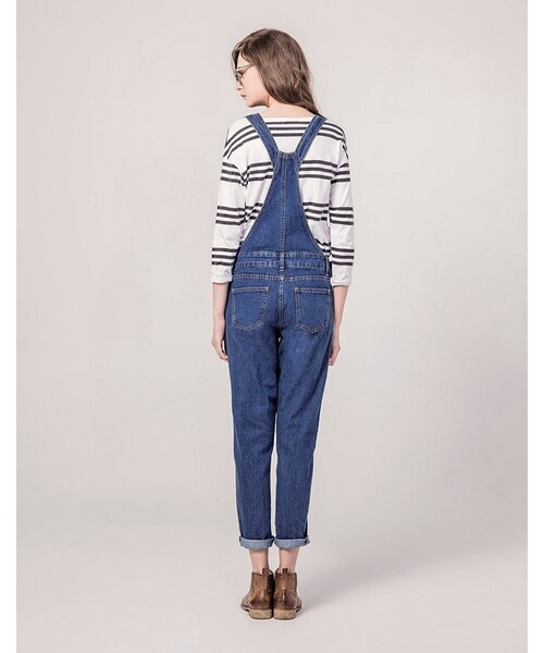 PAZZO（パッゾ）の「街頭男孩風丹寧吊帶長褲（パンツ・レディース・牛仔藍・S/M/L）」の5枚目の写真