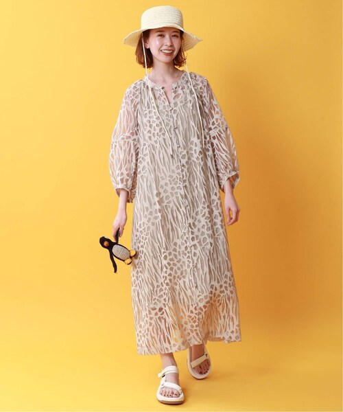 【極美品】 IENA イエナ 麻混GIRAFFEオパールカフタン ワンピース SLOBE IENA（スローブイエナ）の「GIRAFFEオパールカフタン