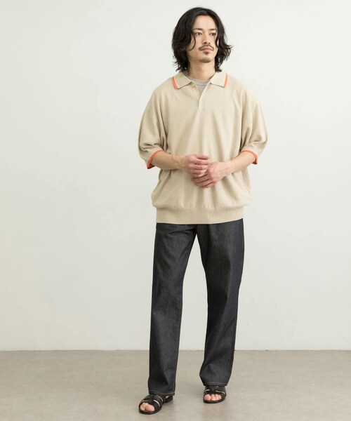URBAN RESEARCH ID(アーバンリサーチ アイディー)の「URBAN RESEARCH iD 寬版針織POLO衫(トップス・メンズ・黑色/淺膚色/紫色・M/L)」の7枚目の写真