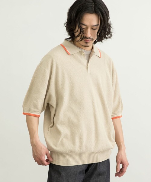 URBAN RESEARCH ID(アーバンリサーチ アイディー)の「URBAN RESEARCH iD 寬版針織POLO衫(トップス・メンズ・黑色/淺膚色/紫色・M/L)」の4枚目の写真