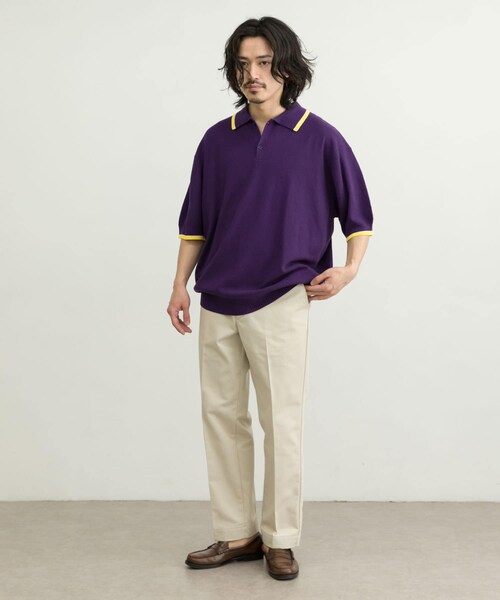 URBAN RESEARCH ID(アーバンリサーチ アイディー)の「URBAN RESEARCH iD 寬版針織POLO衫(トップス・メンズ・黑色/淺膚色/紫色・M/L)」の11枚目の写真