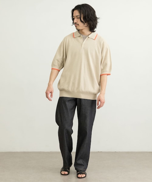 URBAN RESEARCH ID(アーバンリサーチ アイディー)の「URBAN RESEARCH iD 寬版針織POLO衫(トップス・メンズ・黑色/淺膚色/紫色・M/L)」の5枚目の写真
