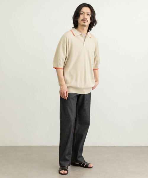 URBAN RESEARCH ID(アーバンリサーチ アイディー)の「URBAN RESEARCH iD 寬版針織POLO衫(トップス・メンズ・黑色/淺膚色/紫色・M/L)」の6枚目の写真