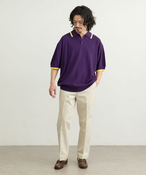 URBAN RESEARCH ID(アーバンリサーチ アイディー)の「URBAN RESEARCH iD 寬版針織POLO衫(トップス・メンズ・黑色/淺膚色/紫色・M/L)」の10枚目の写真