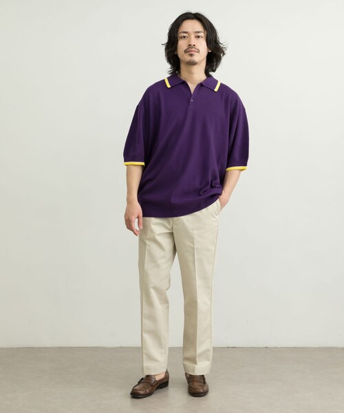 URBAN RESEARCH ID(アーバンリサーチ アイディー)の「URBAN RESEARCH iD 寬版針織POLO衫(トップス・メンズ・黑色/淺膚色/紫色・M/L)」の12枚目の写真