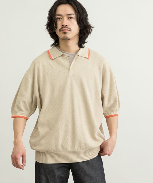 URBAN RESEARCH ID(アーバンリサーチ アイディー)の「URBAN RESEARCH iD 寬版針織POLO衫(トップス・メンズ・黑色/淺膚色/紫色・M/L)」の3枚目の写真