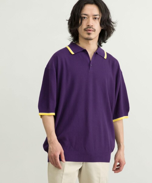 URBAN RESEARCH ID(アーバンリサーチ アイディー)の「URBAN RESEARCH iD 寬版針織POLO衫(トップス・メンズ・黑色/淺膚色/紫色・M/L)」の9枚目の写真