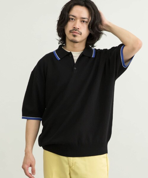 URBAN RESEARCH ID(アーバンリサーチ アイディー)の「URBAN RESEARCH iD 寬版針織POLO衫(トップス・メンズ・黑色/淺膚色/紫色・M/L)」の15枚目の写真