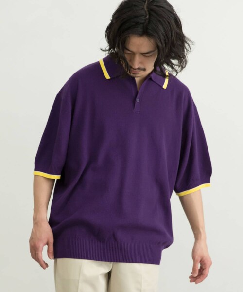 URBAN RESEARCH ID(アーバンリサーチ アイディー)の「URBAN RESEARCH iD 寬版針織POLO衫(トップス・メンズ・黑色/淺膚色/紫色・M/L)」の8枚目の写真
