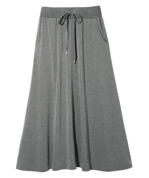 PEACH JOHN（ピーチジョン）の「ＰＪ　ＢＡＳＩＣ／ダンボールニットロングスカート（スカート・レディース・ブラック/ヘザーチャコール/ネイビー/ボーダーＮＶ/ＧＲ・S/M/M/L/L/LL）」の3枚目の写真