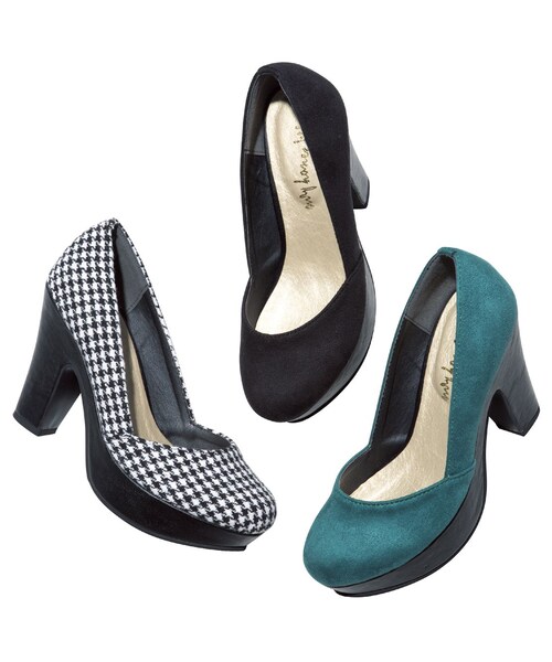 PEACH JOHN（ピーチジョン）の「マイハニービー／ＭＨＢデザインヒールパンプス（シューズ・レディース・ブラック/グリーン/ハウンドトゥース・S/M/L）」の3枚目の写真