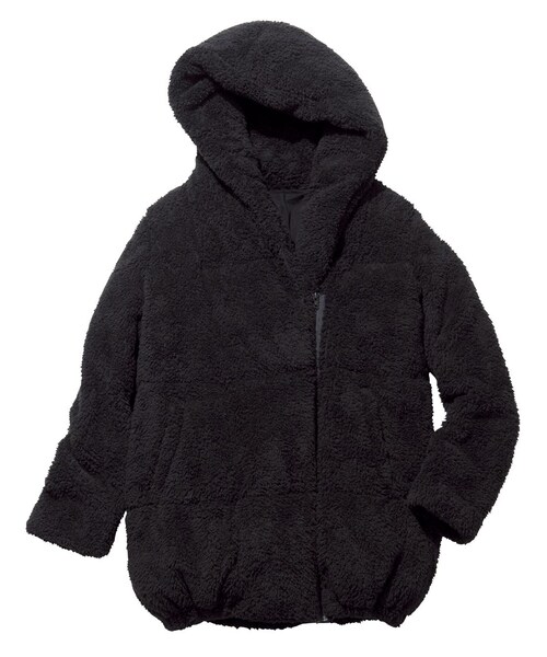 PEACH JOHN（ピーチジョン）の「マイハニービー／ＭＨＢボアフーディコート（ジャケット/アウター・レディース・ブラック/グレー・S/M/M/L）」の2枚目の写真